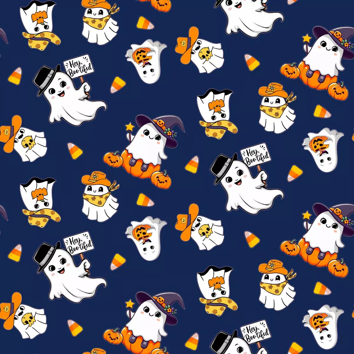 kate-ward-thacker-halloween-bootiful-ghosts-on-navy-fabric Kate Ward Thacker Halloween Bootiful Ghosts on Navy Fabric
