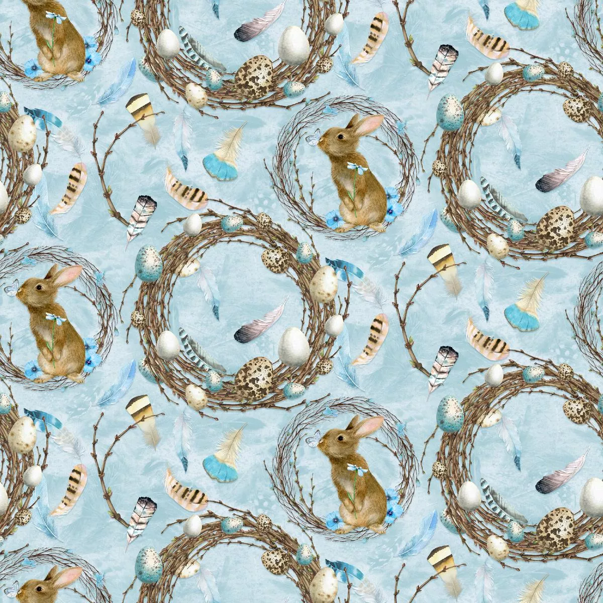 kate-ward-thacker-spring-whispers-bunny-nest-blue-fabric Kate Ward Thacker – Spring Whispers – Bunny Nest Blue Fabric