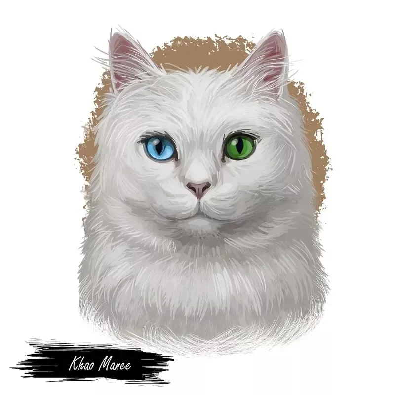 Khao Manee Cat Portrait Fabric Panel