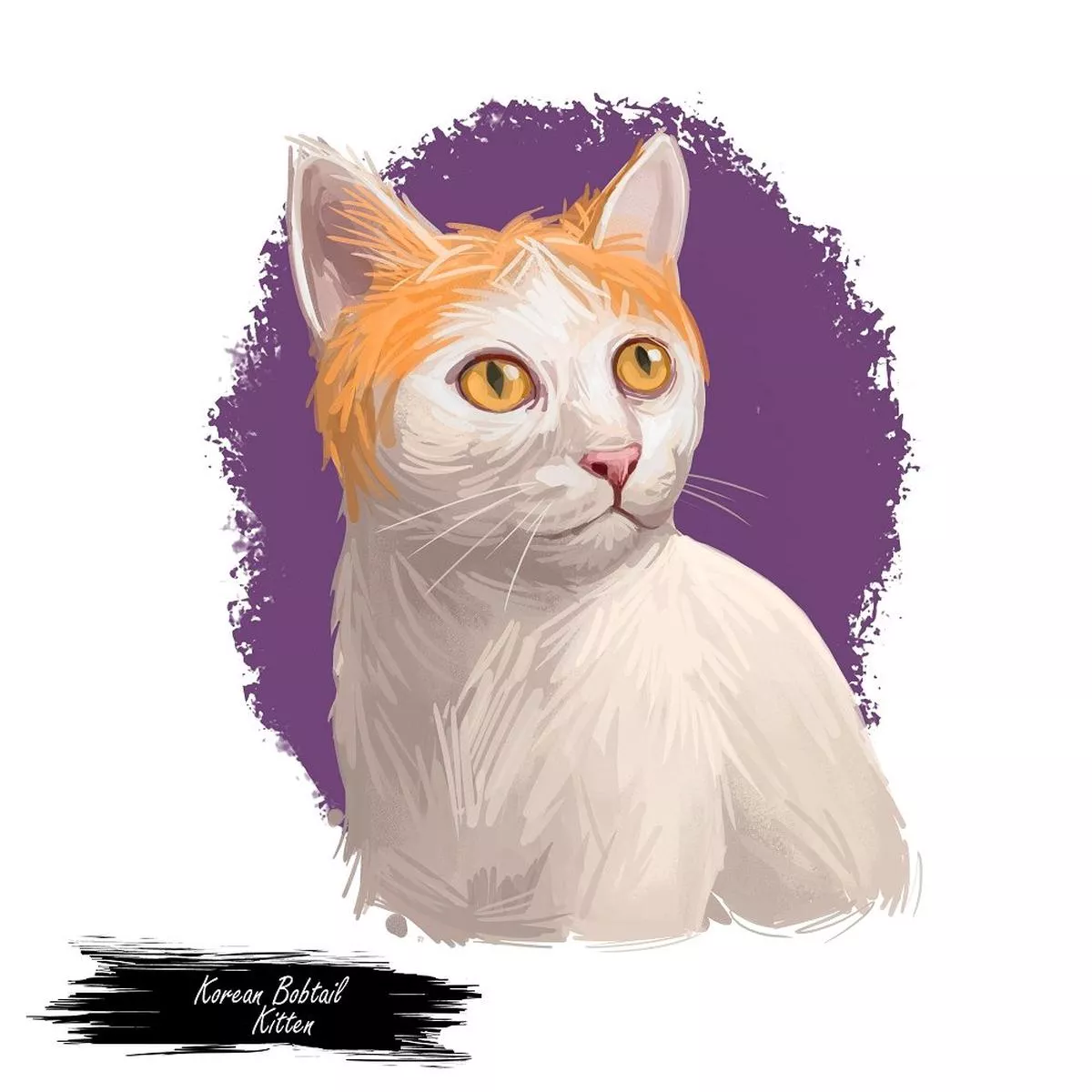korean-bobtail-kitten-portrait-fabric-panel Korean Bobtail Kitten Portrait Fabric Panel