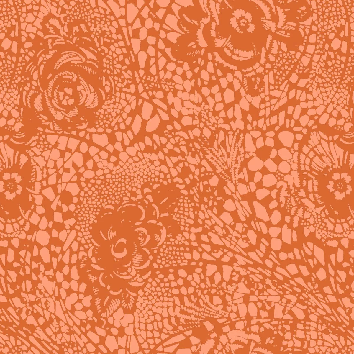 lace-meadow-on-orange-fabric Lace Meadow on Orange Fabric