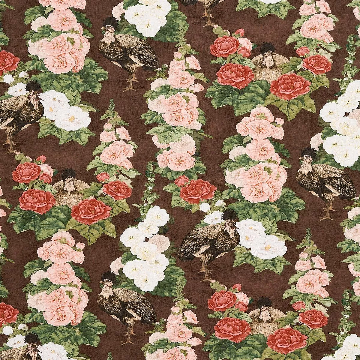 lady-hollyhock-brown-fabric Lady Hollyhock Brown Fabric
