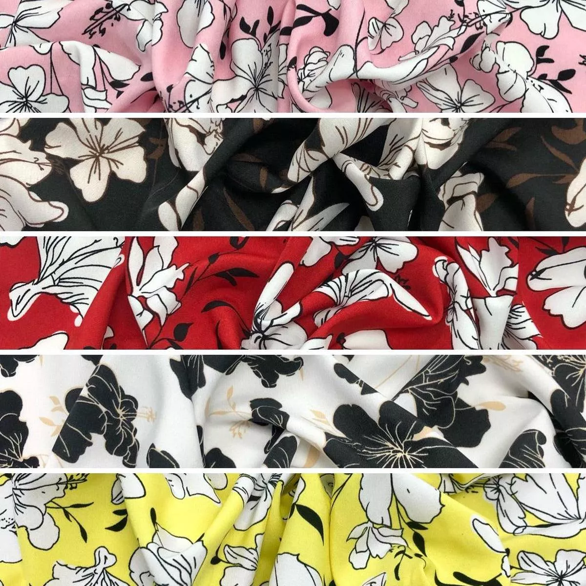 Large Flower Fields Crepe Fabric