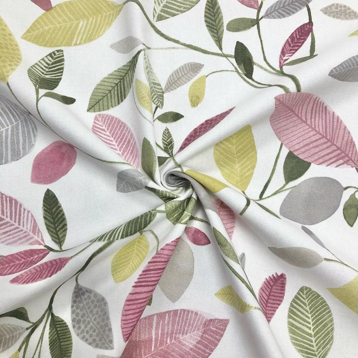 large-multicolour-leaves-on-white-panama-fabric Large Multicolour Leaves on White Panama Fabric