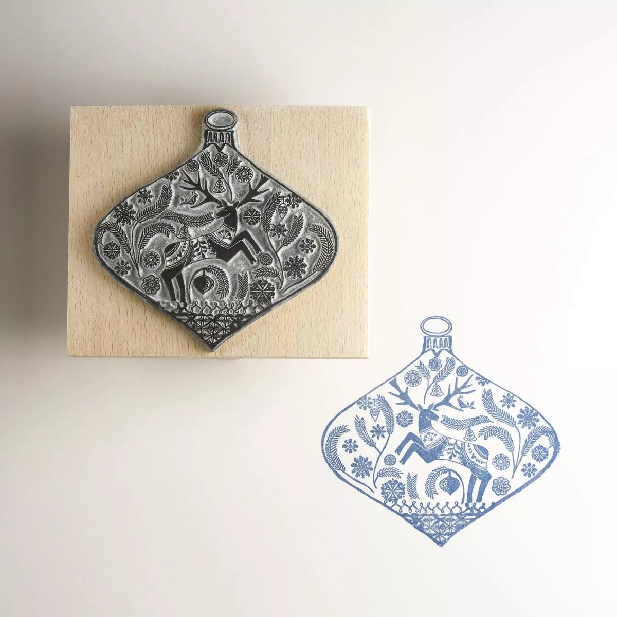 large-reindeer-bauble-christmas-rubber-stamp Large Reindeer Bauble Christmas Rubber Stamp