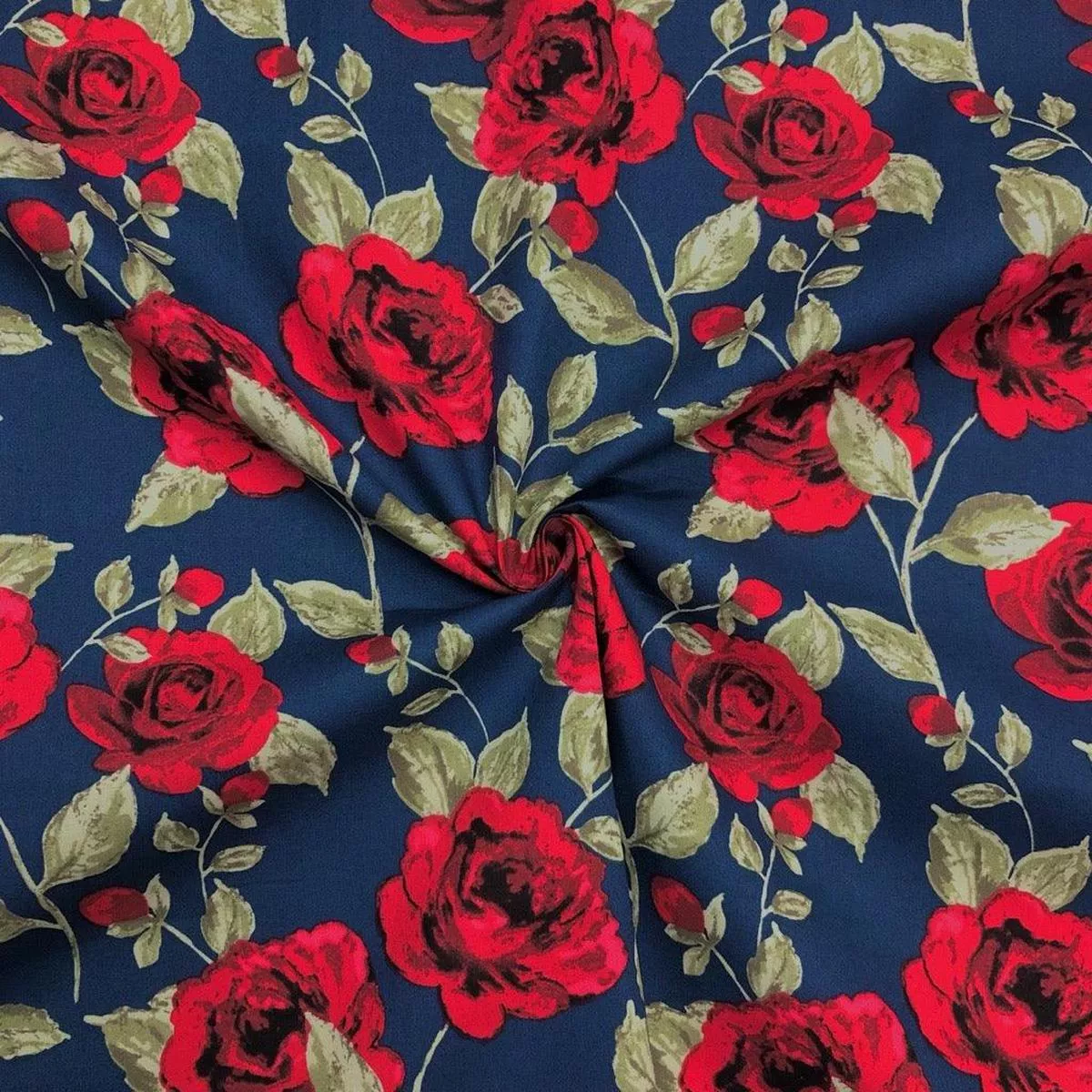 large-roses-on-navy-cotton-poplin-fabric Large Roses on Navy Cotton Poplin Fabric