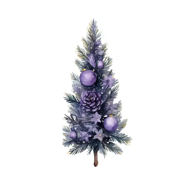 lavender-christmas-tree-ornaments-1-fabric-panel Lavender Christmas Tree & Ornaments #1 Fabric Panel