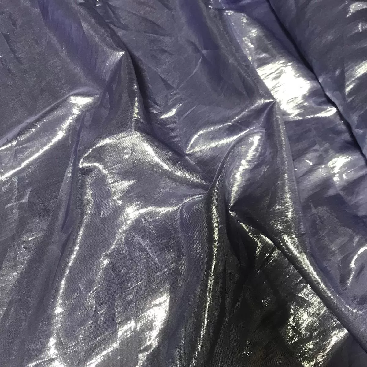 Lavender – Hand Dyed Silver Metallic Silk Lame`