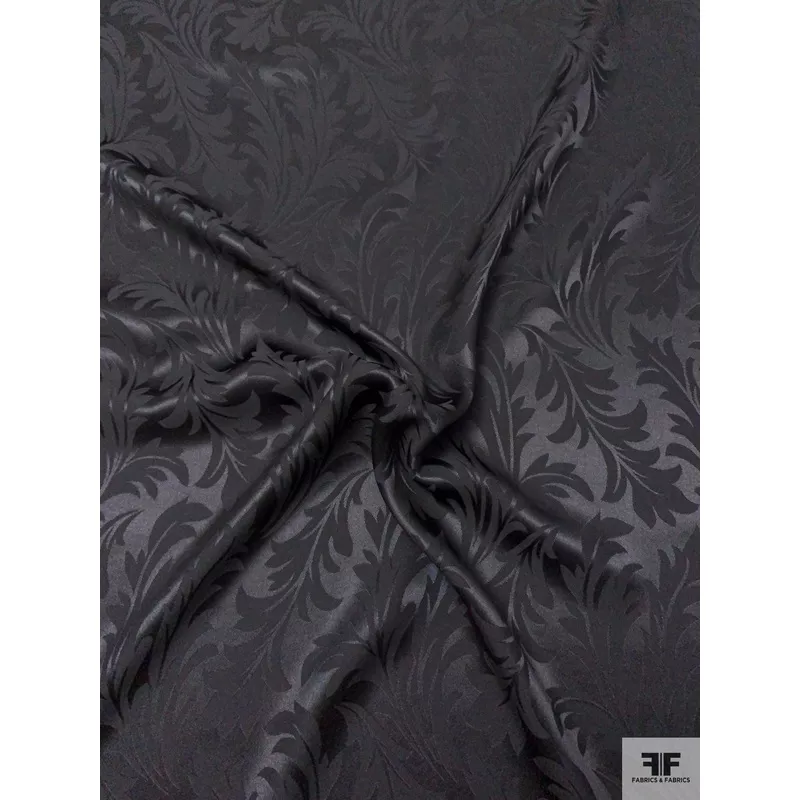 Leaf Jacquard Silk Charmeuse – Black