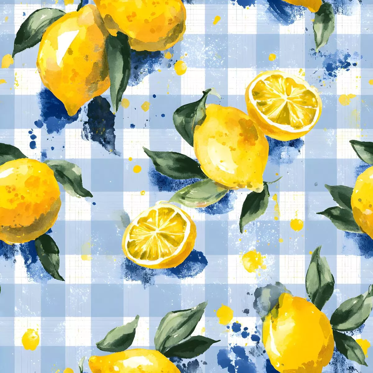 Lemonade Summer Gingham Pattern 9 Quilting Cotton Fabric