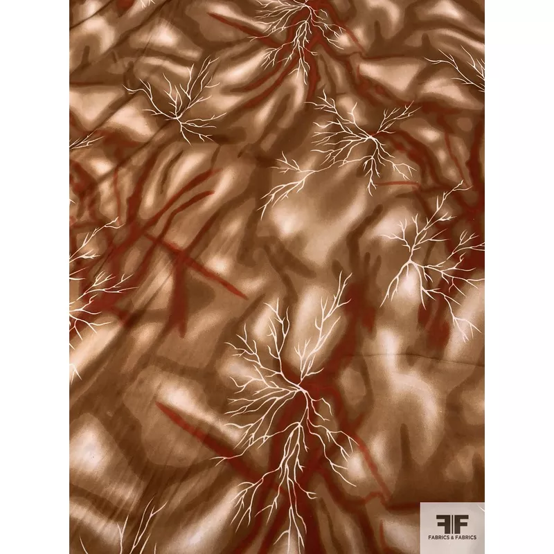 lightning-branches-printed-silk-charmeuse-browns-burnt-orange-off-white Lightning Branches Printed Silk Charmeuse – Browns / Burnt Orange / Off-White
