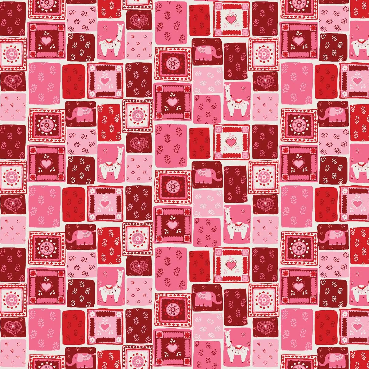 llama-love-on-ruby-fabric Llama Love on Ruby Fabric