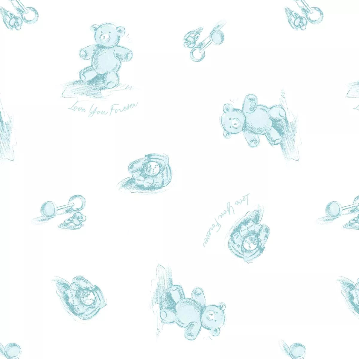 love-you-forever-bears-on-white-fabric Love You Forever Bears on White Fabric