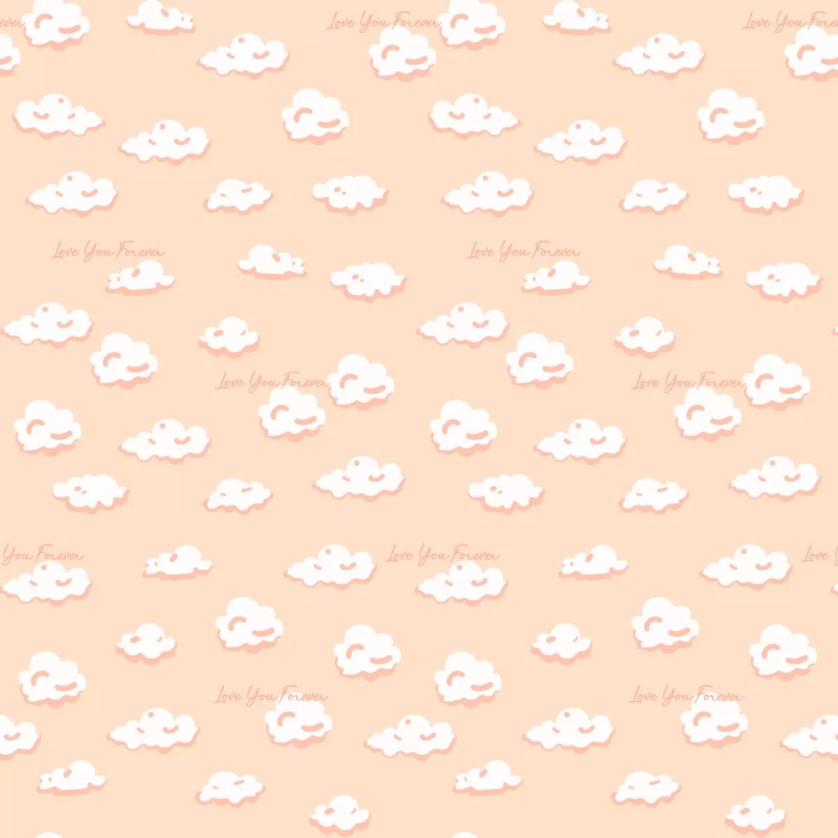 love-you-forever-clouds-on-peach-fabric Love You Forever Clouds on Peach Fabric