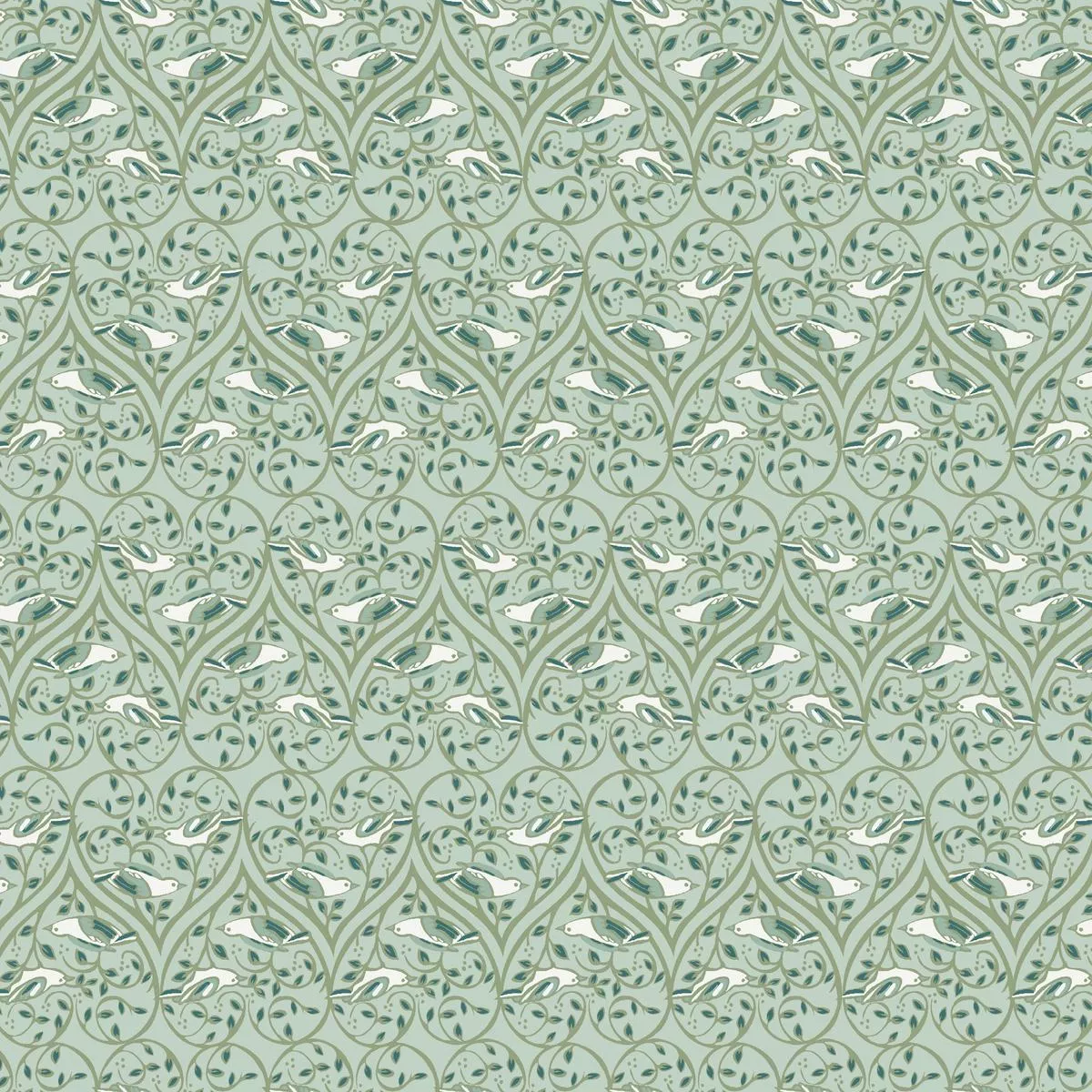 lovebirds-on-moss-fabric Lovebirds on Moss Fabric