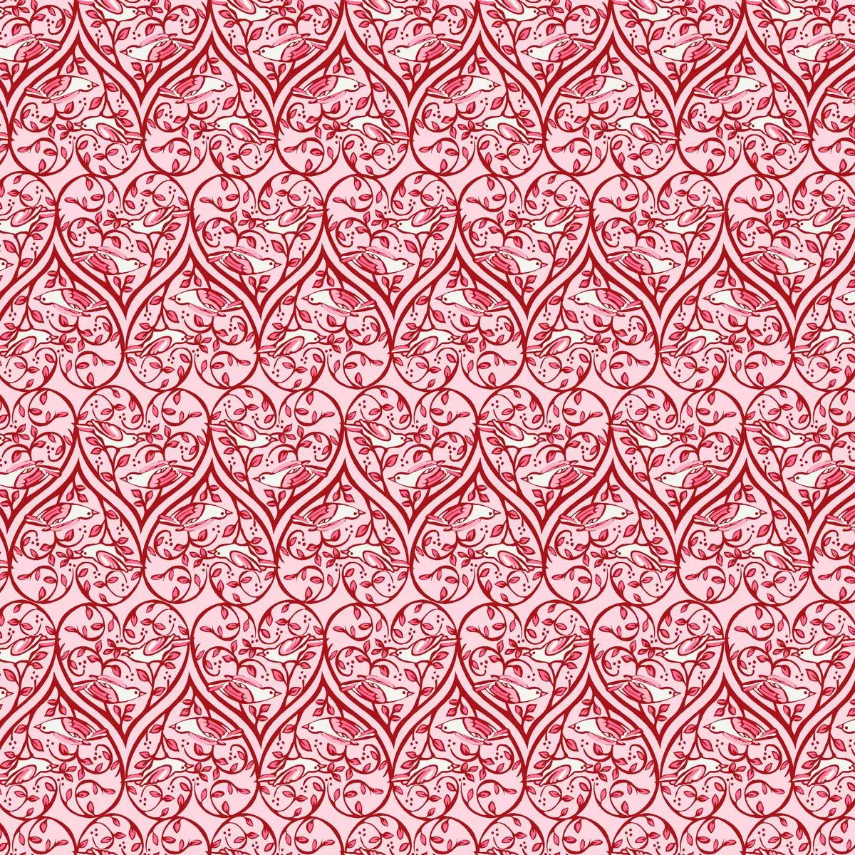 lovebirds-on-ruby-fabric Lovebirds on Ruby Fabric