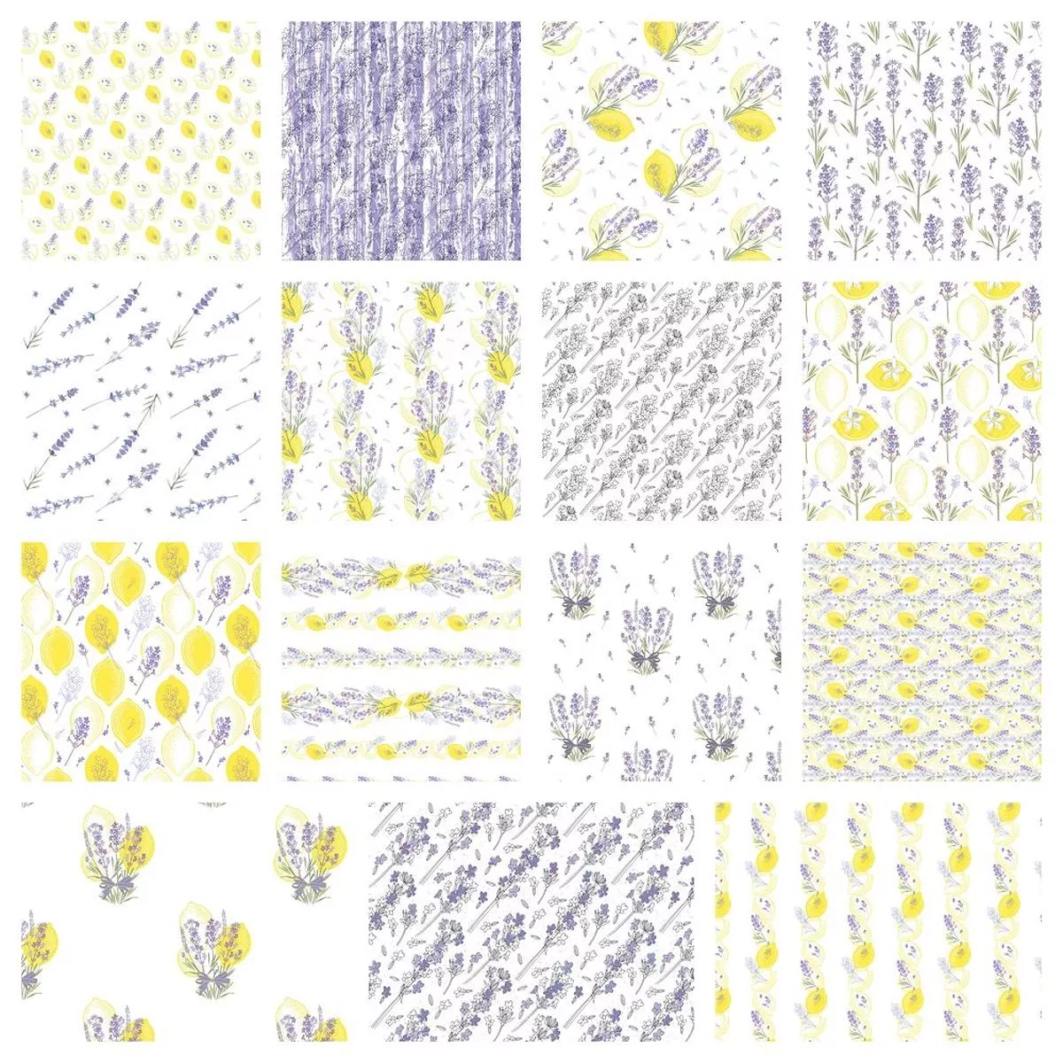 Lovely Lavender & Lemons Fat Quarter Bundle – 15 Pieces