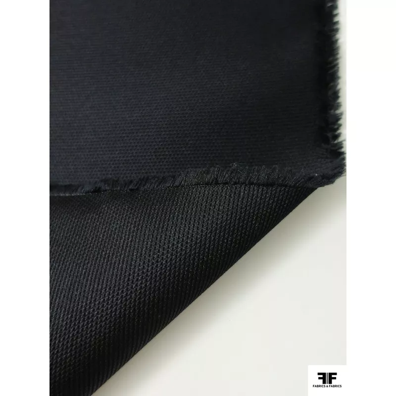 Made in Spain Polyester-Silk Textured Piqu Zibeline – Black