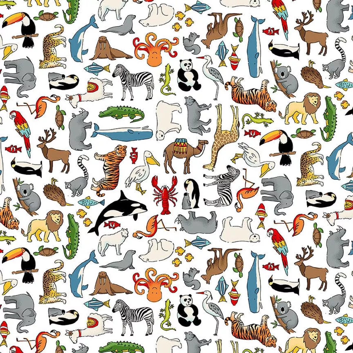 Makower Around The World – Animals White