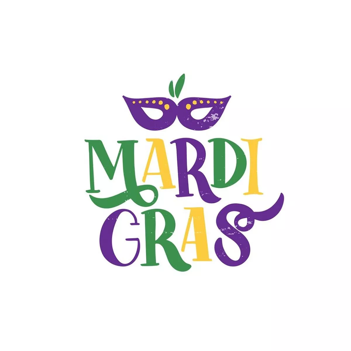 Mardi Gras Lettering & Mask Fabric Panel Style 1