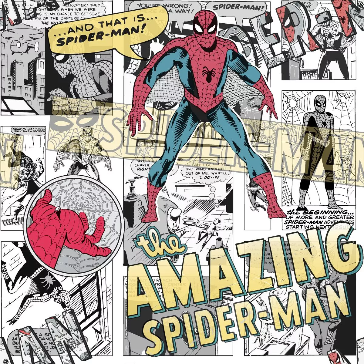 marvel-amazing-spider-man-comic-collage-fabric Marvel Amazing Spider-Man Comic Collage Fabric