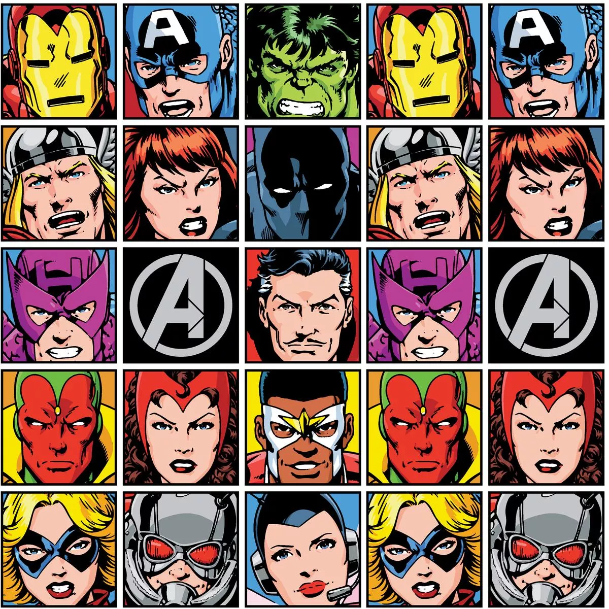 marvel-avenger-comic-squares-fabric Marvel Avenger Comic Squares Fabric