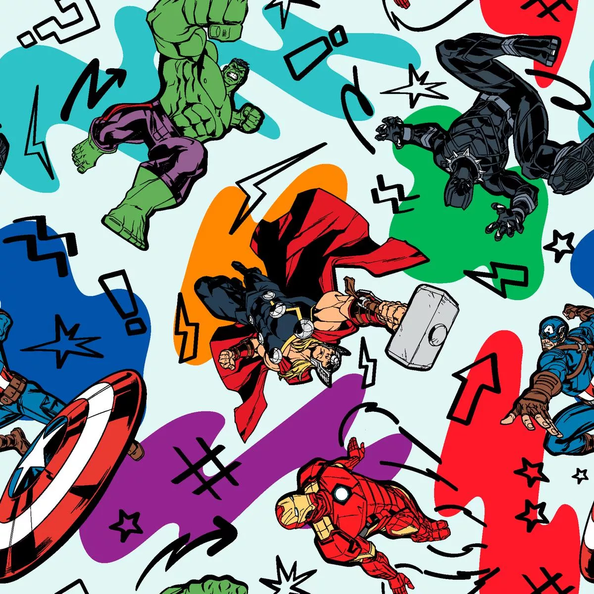 marvel-avengers-comic-pop-art-fabric Marvel Avengers Comic Pop Art Fabric