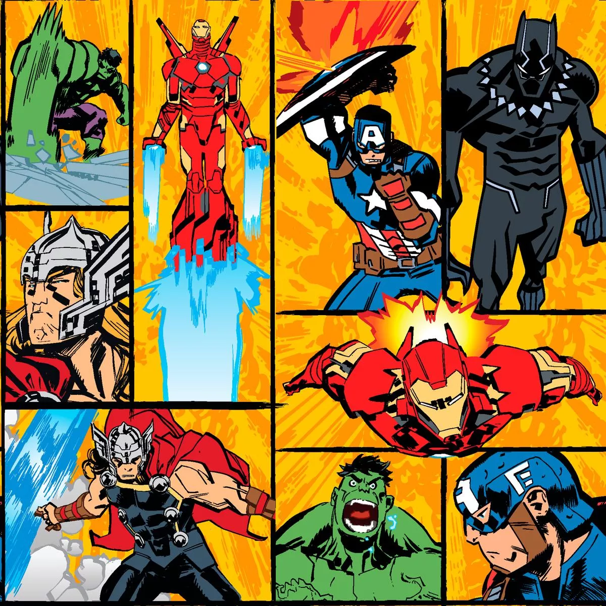 marvel-avengers-heroes-comic-panel-grid-fabric Marvel Avengers Heroes Comic Panel Grid Fabric