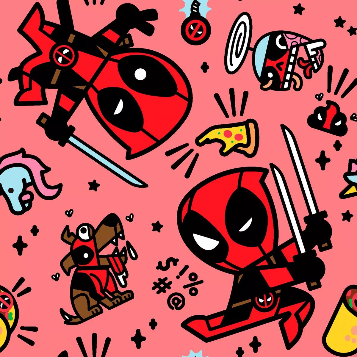 marvel-deadpool-dogpool-toss-fabric Marvel Deadpool and Dogpool Toss Fabric