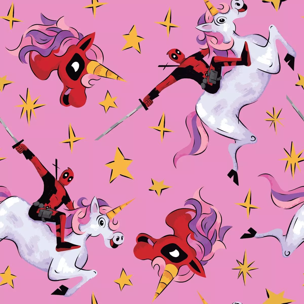 marvel-deadpool-pink-sparkles-fabric Marvel Deadpool Pink Sparkles Fabric