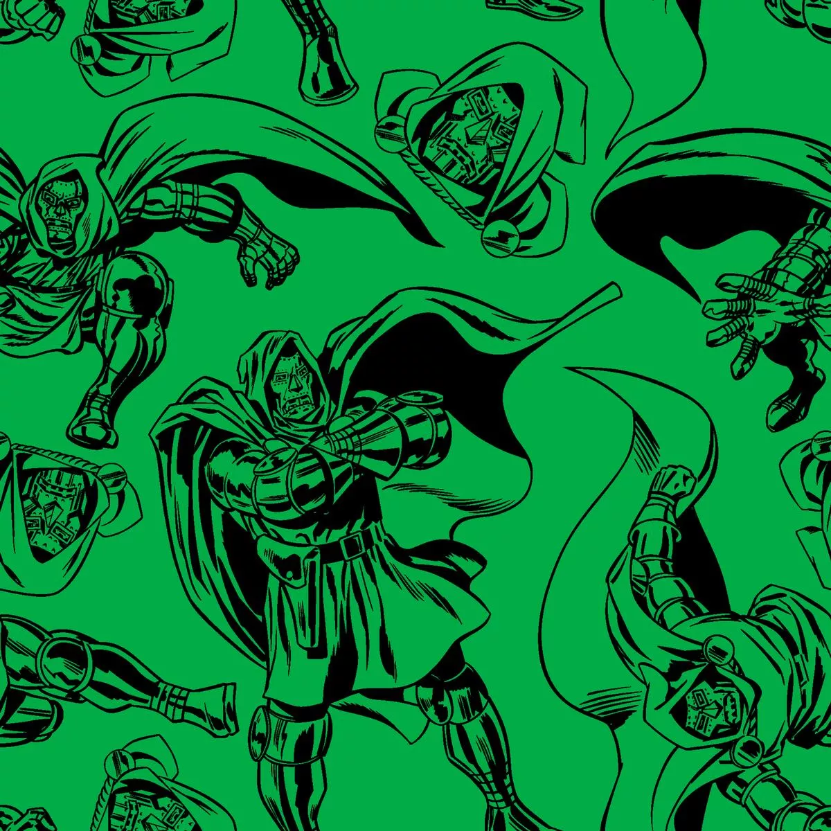marvel-doctor-doom-comic-on-green-fabric Marvel Doctor Doom Comic on Green Fabric