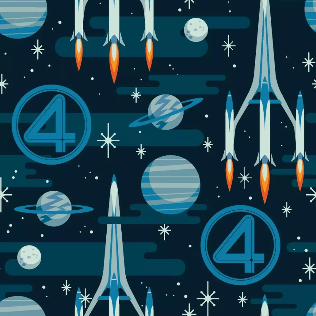marvel-fantastic-four-space-rocket-on-blue Marvel Fantastic Four Space Rocket on Blue