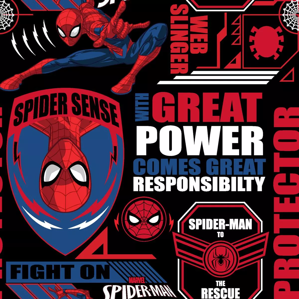 marvel-spider-man-red-action-comic-panels-fabric Marvel Spider-Man Red Action Comic Panels Fabric