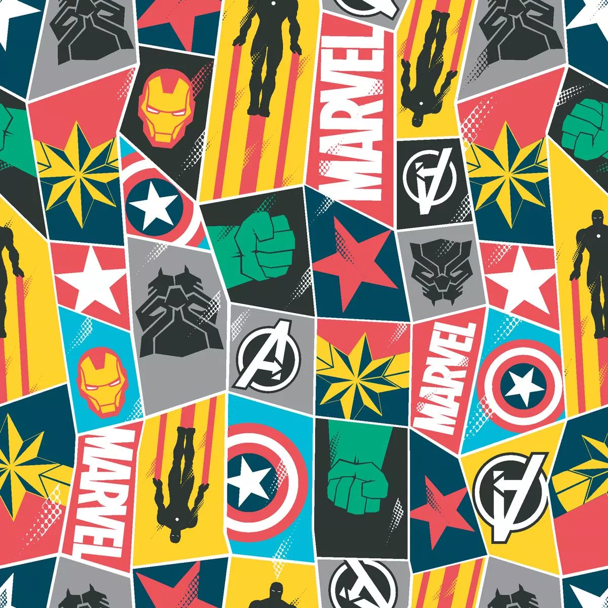 marvel-super-hero-icons-collage-fabric Marvel Super Hero Icons Collage Fabric