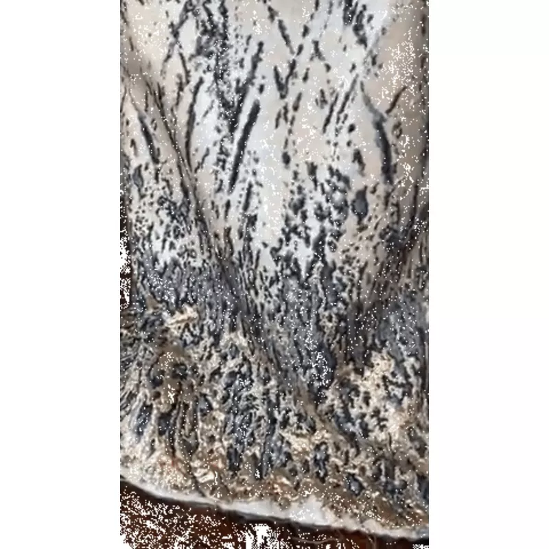 Matelass Abstract Border Pattern Novelty Lurex Brocade Panel – Gold / Dark Grey / Grey