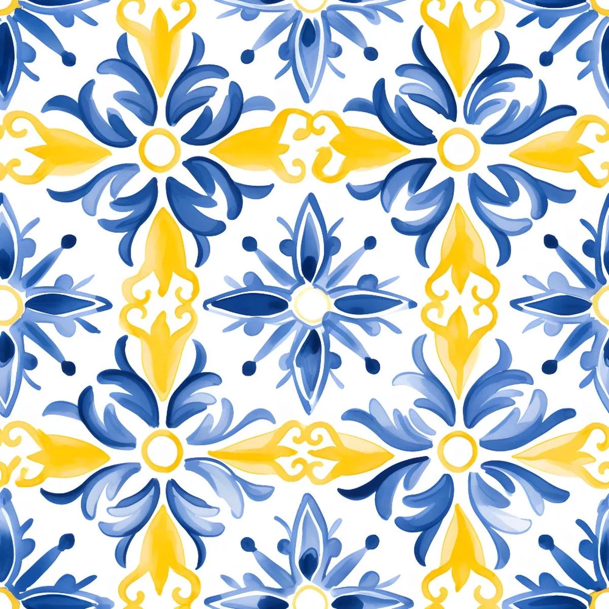 Mediterranean Lemon Azure Pattern 25 Quilting Cotton Fabric