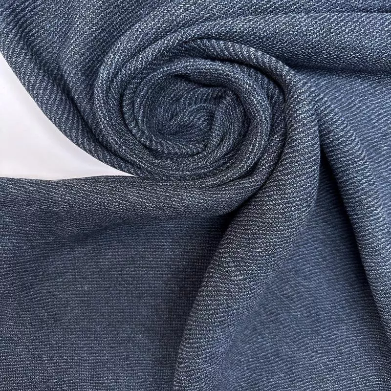 Melange Blue Cotton Crepe Weave