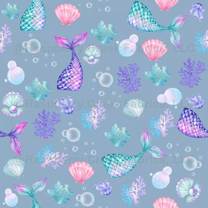 Mermaids Dream on Gray-Blue – large