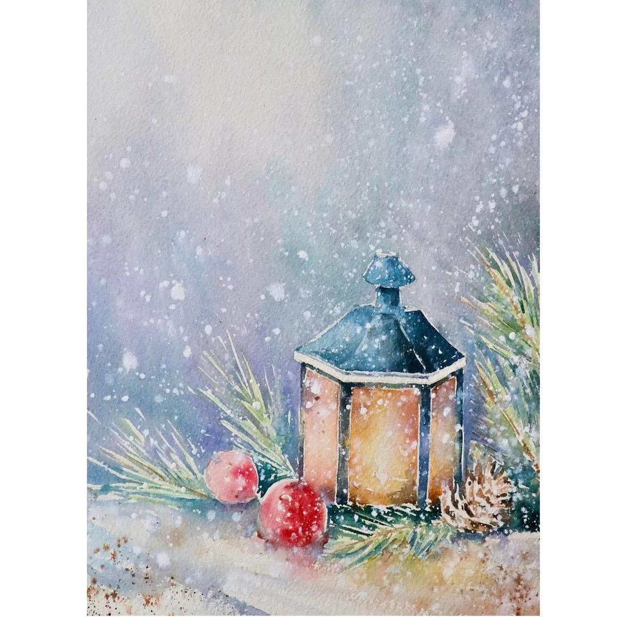 merry-christmas-snowstorm-lantern-fabric-panel Merry Christmas Snowstorm Lantern Fabric Panel
