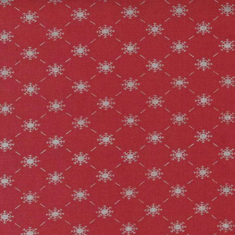 Merrymaking Bias Snowflake By Gingiber For Moda Candy Cane / Metallic