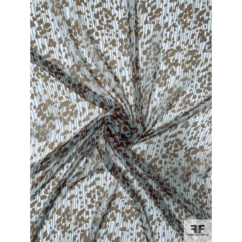 Meteoroids Printed Silk Chiffon – Grey / Dark Brown