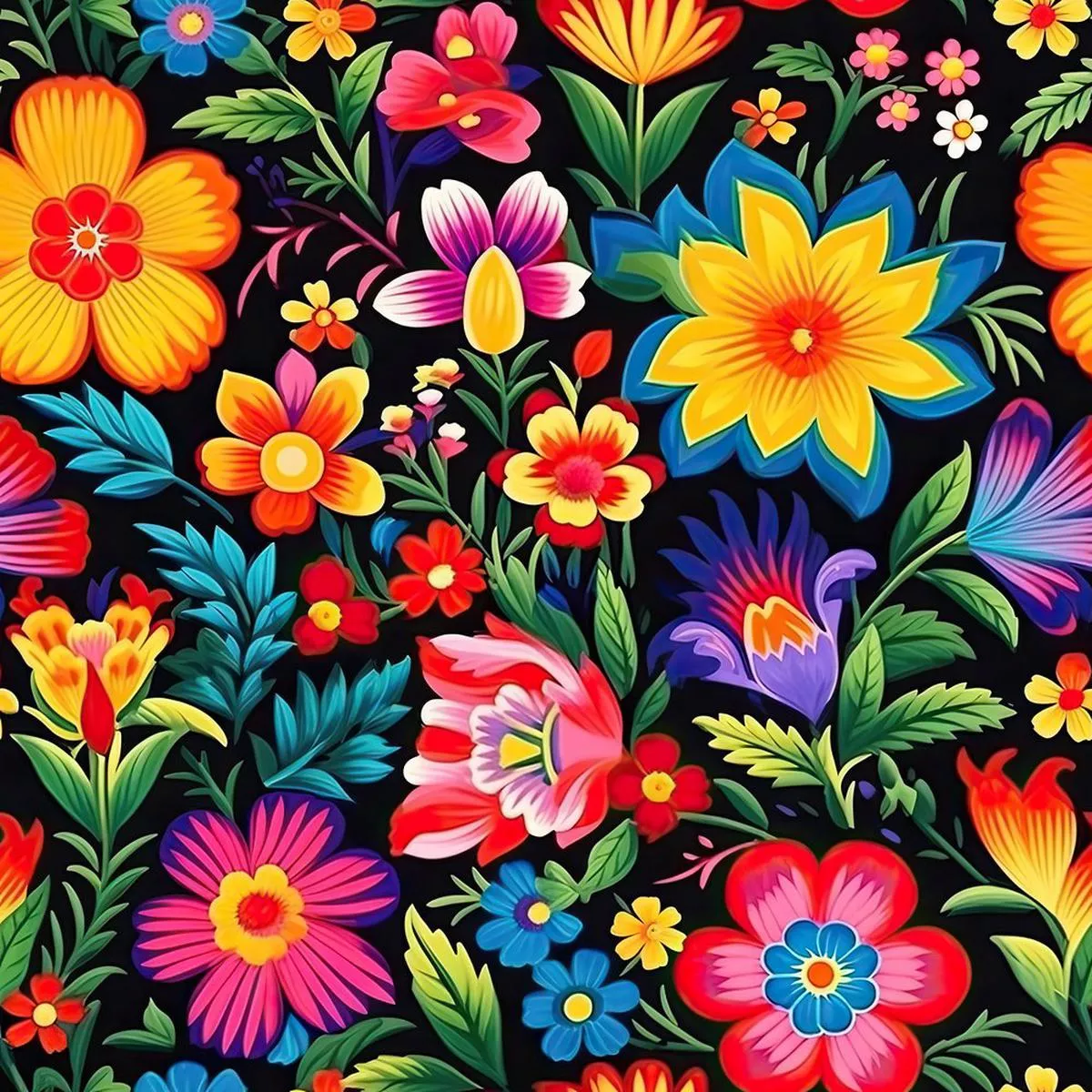 mexican-floral-fiesta-pattern-3-fabric Mexican Floral Fiesta Pattern #3 Fabric