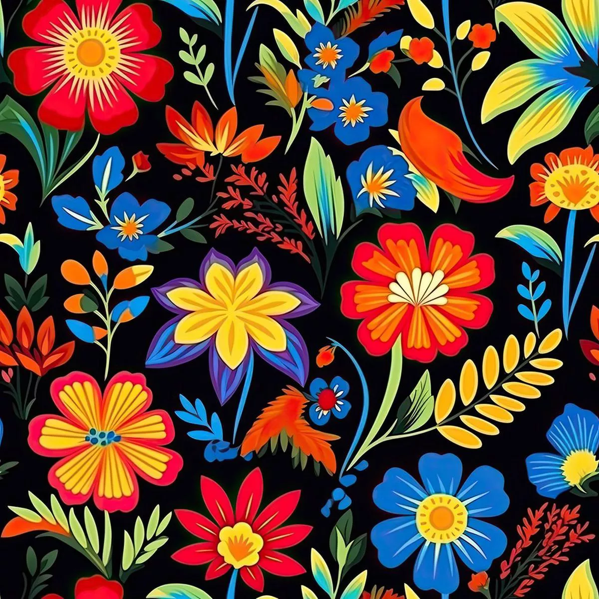 mexican-floral-fiesta-pattern-8-fabric Mexican Floral Fiesta Pattern #8 Fabric