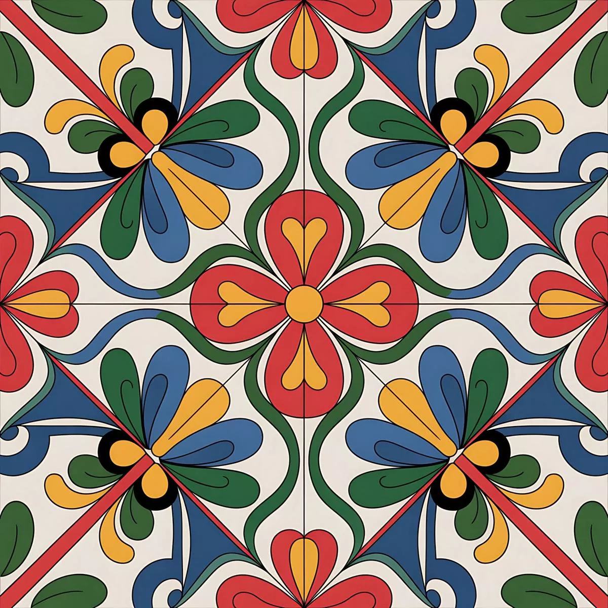 Mexican Talavera Pattern 12 Quilting Cotton Fabric