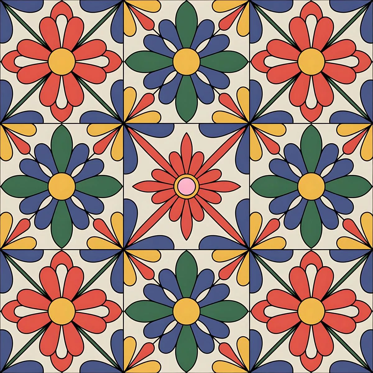 Mexican Talavera Pattern 25 Quilting Cotton Fabric