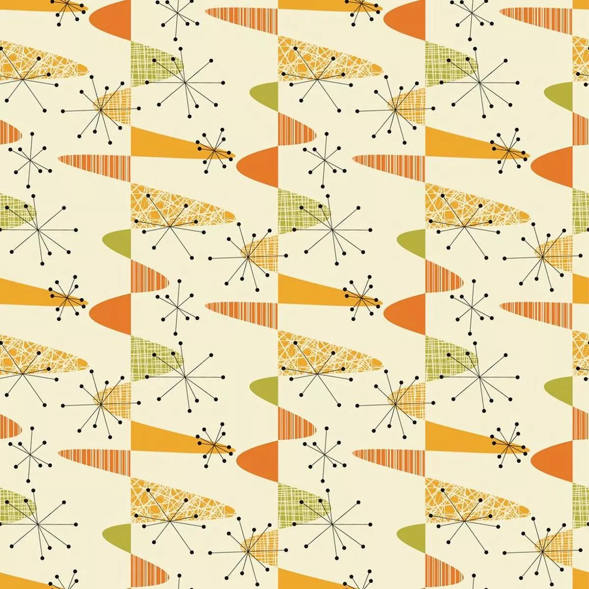 Mid-Century Atomic Orbs Fabric