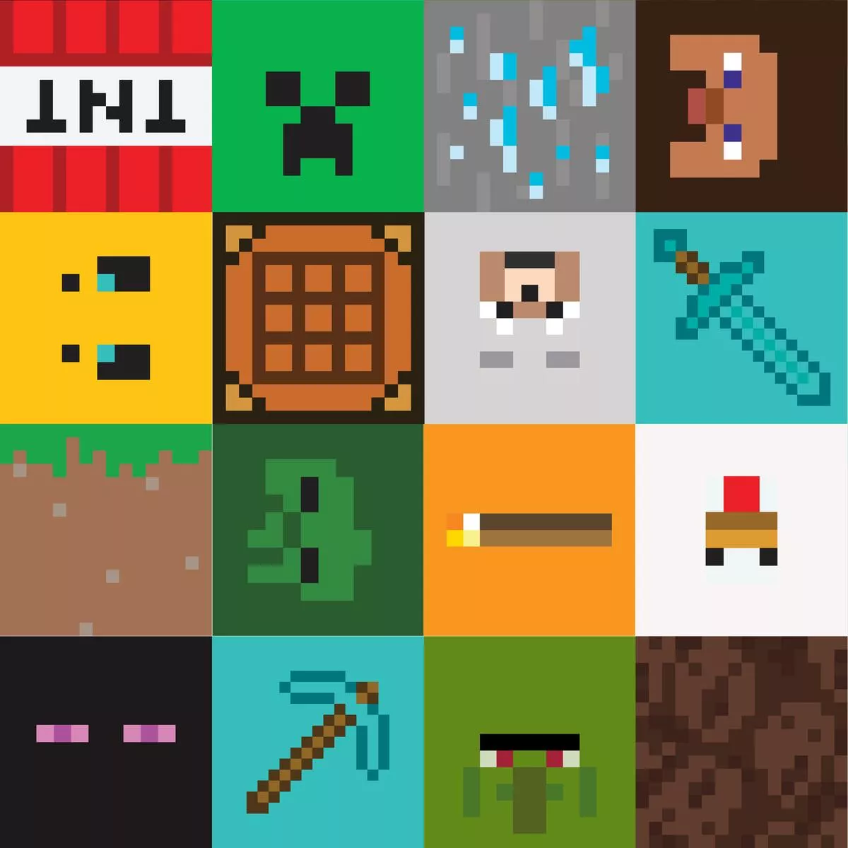minecraft-game-icons-pixel-art-fabric Minecraft Game Icons Pixel Art Fabric