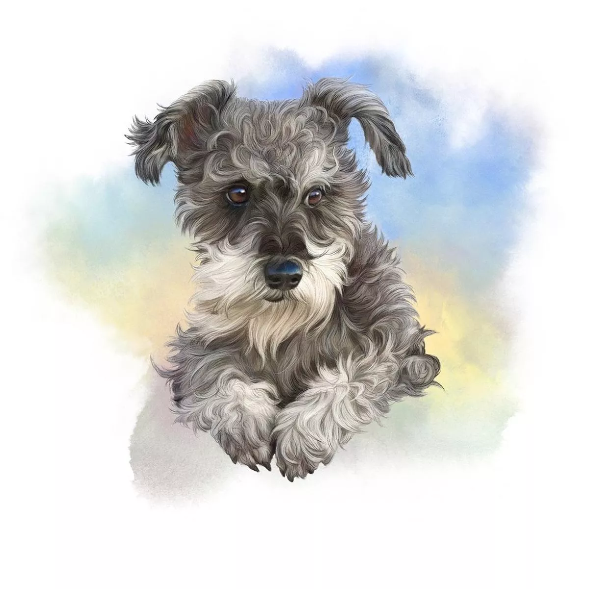 mini-schnauzer-portrait-fabric-panel Mini Schnauzer Portrait Fabric Panel