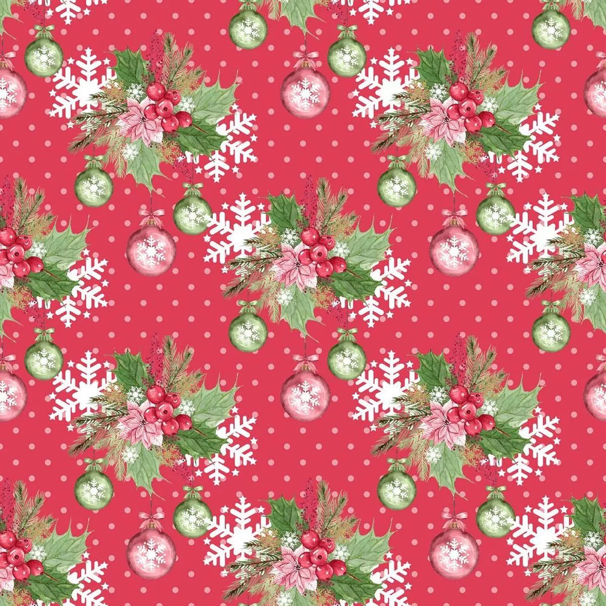 mistletoe-christmas-ornaments-fabric-red Mistletoe Christmas Ornaments Fabric – Red