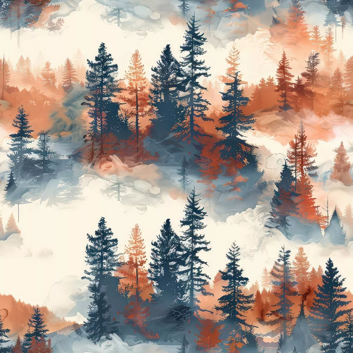 Misty Morning Mountains Pattern 2 Quilting Cotton Fabric